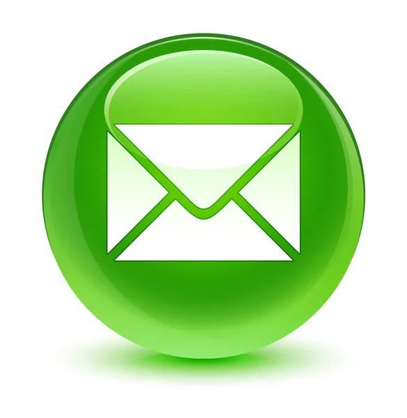 Tombol bundar hijau kaca ikon surel — Stok Foto