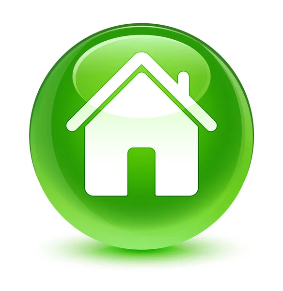 Home icon glassy green round button — Stock Photo, Image