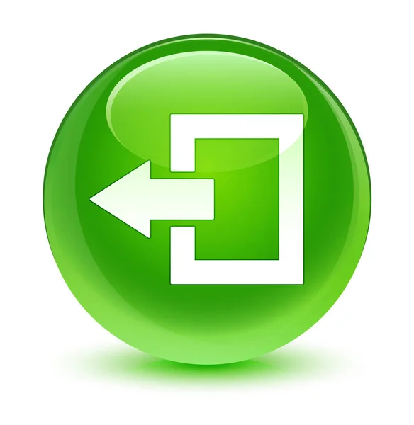 Logout icon glassy green round button — Stock Photo, Image
