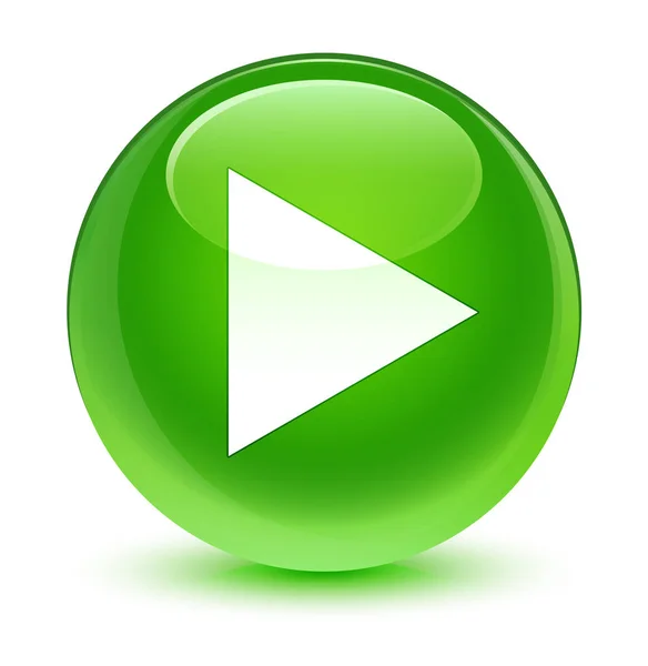 Play icon glassy green round button — Stock Photo, Image