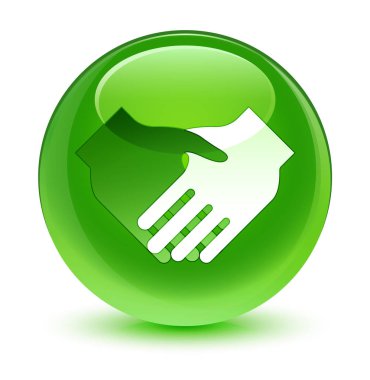 El sıkışma kutsal kişilerin resmi camsı yeşil yuvarlak düğme