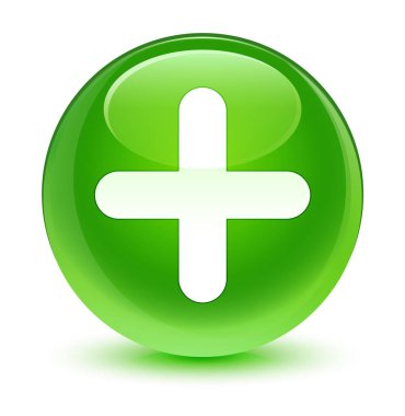 Simgesi camsı yeşil yuvarlak düğmesi