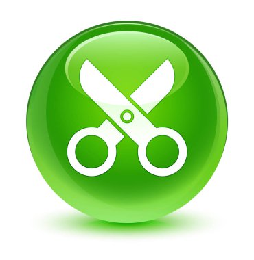 Makas kutsal kişilerin resmi camsı yeşil yuvarlak düğme