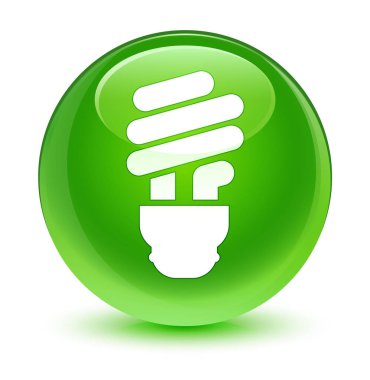 Ampul simgesi camsı yeşil yuvarlak düğmesi