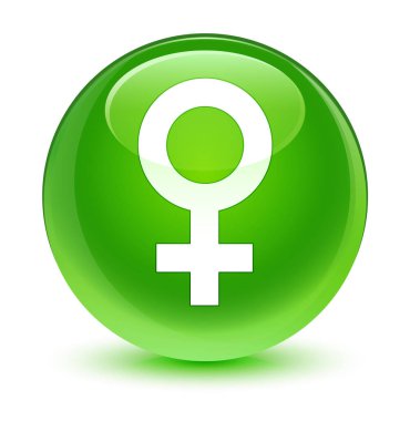 Kadın işareti simgesi camsı yeşil yuvarlak düğmesi