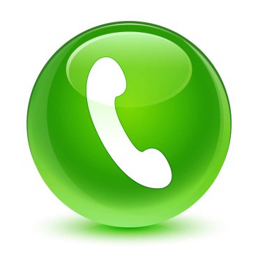 Telefon simgesi camsı yeşil yuvarlak düğmesi
