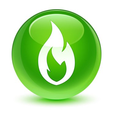 Yangın alev kutsal kişilerin resmi camsı yeşil yuvarlak düğme