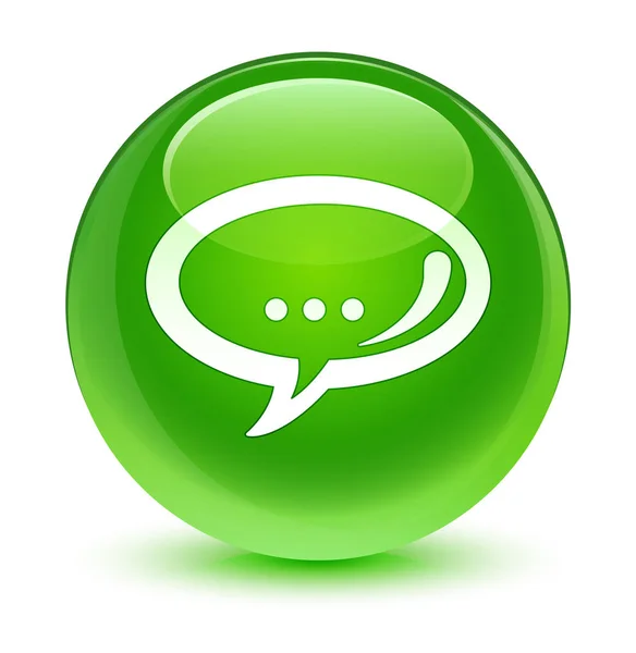 Chat icon glassy green round button — Stock Photo, Image