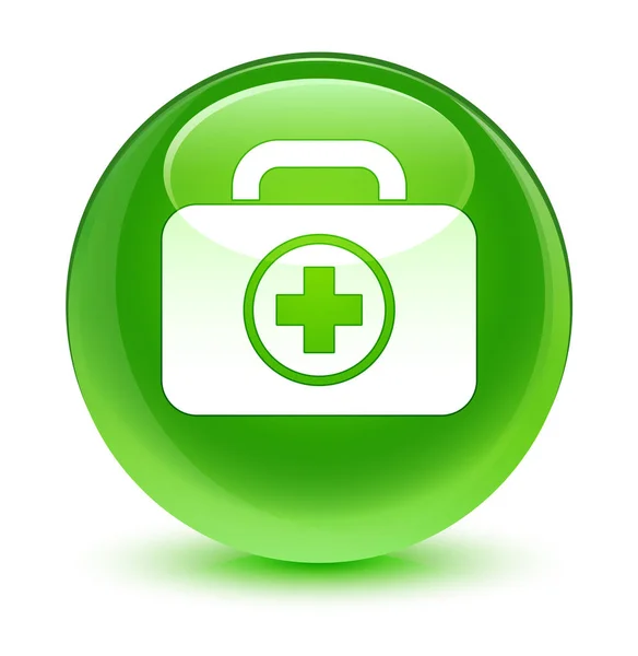 First aid kit ikona szklisty zielony okrągły przycisk — Zdjęcie stockowe