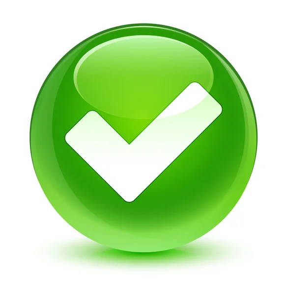 Valider icône verre bouton rond vert — Photo