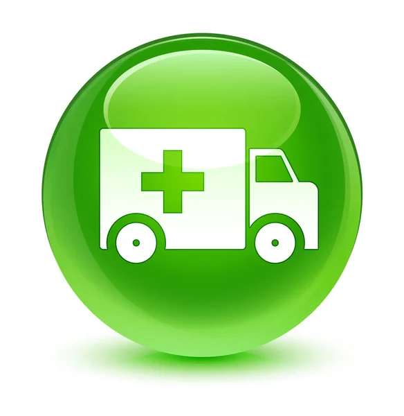 Ambulance icon glassy green round button — Stock Photo, Image