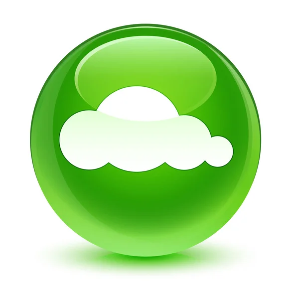 Icona nuvola verde vetro pulsante rotondo — Foto Stock