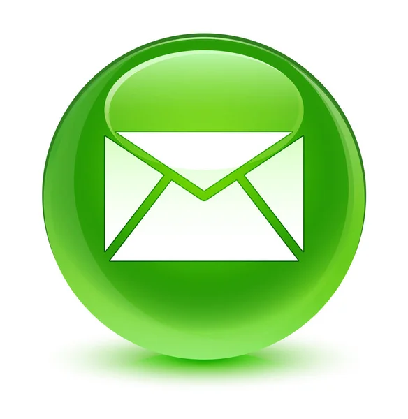 电子邮件图标玻绿色圆形按钮 — 图库照片