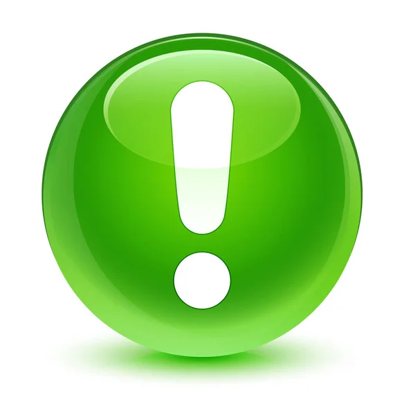 Felkiáltójel-ikon üveges zöld kör gomb — Stock Fotó