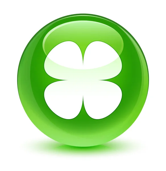 Flower leaf icon glassy green round button — Stock Photo, Image