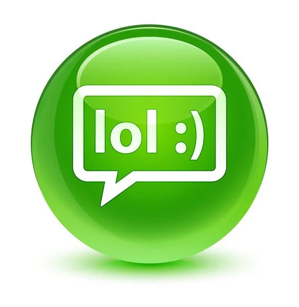 LOL bubble icon glassy green round button — Stock Photo, Image