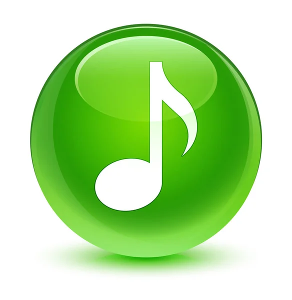 Hudební ikona sklovité zelené kulaté tlačítko — Stock fotografie