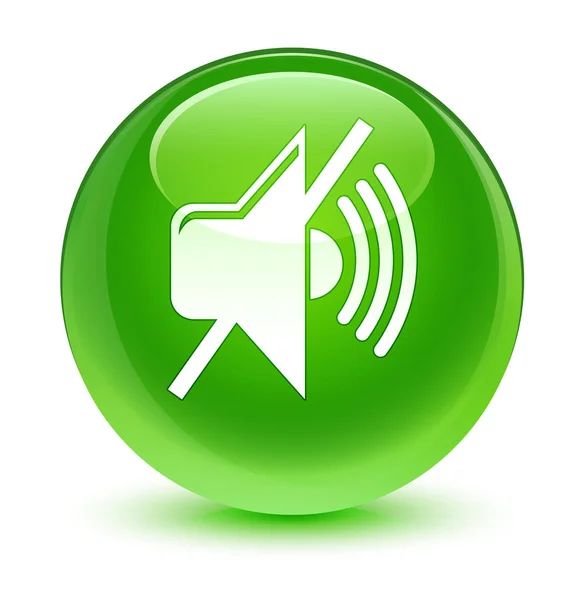 音量をミュート アイコン ガラス緑丸ボタン — ストック写真