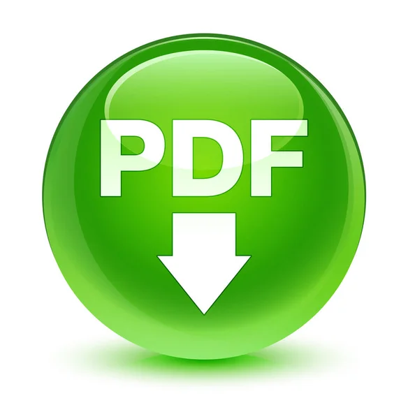 PDF scaricare icona verde vetro rotondo pulsante — Foto Stock