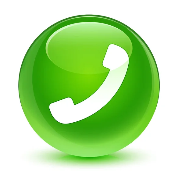 Phone icon glassy green round button — Stock Photo, Image