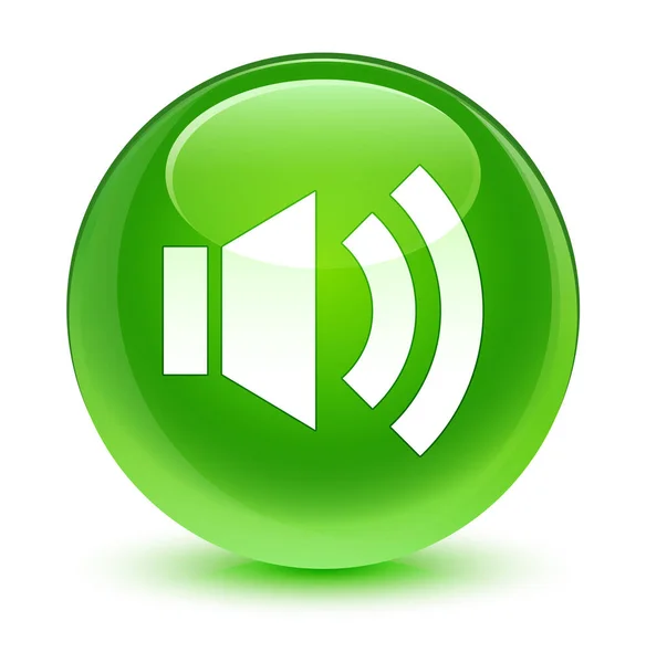볼륨 아이콘 유리 녹색 라운드 버튼 — 스톡 사진
