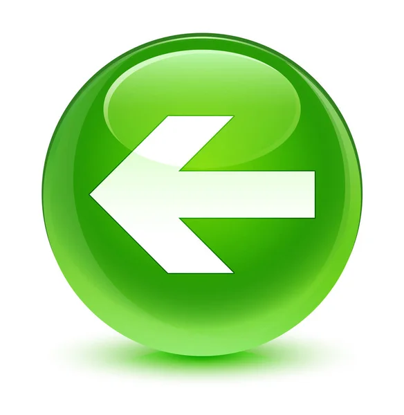 Terug pijl pictogram glazig groene, ronde knop — Stockfoto