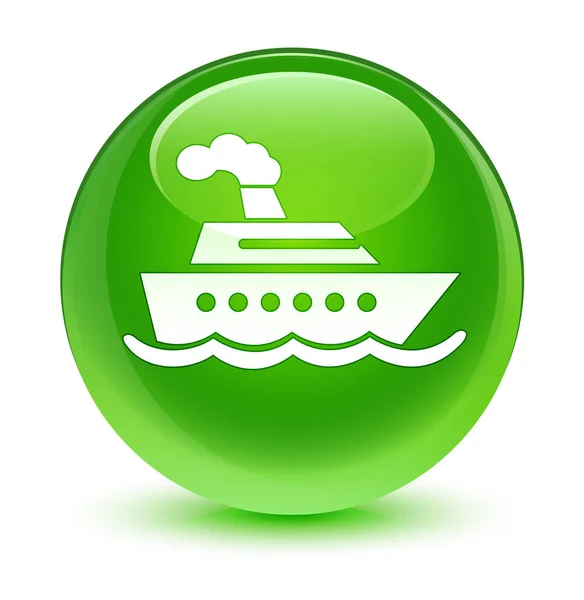 Výletní loď sklovité zelené kulaté tlačítko — Stock fotografie