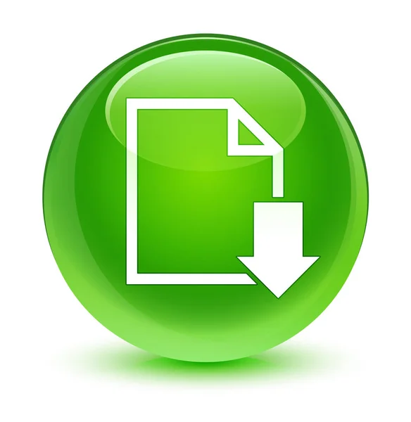Baixar ícone do documento botão redondo verde vítreo — Fotografia de Stock