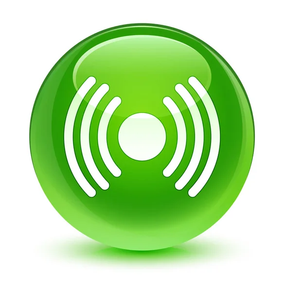 Network signal icon glassy green round button — Stock Photo, Image