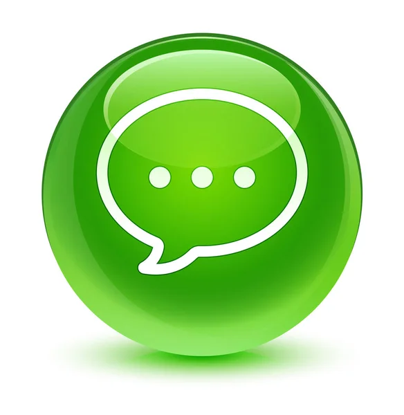 Talk bubble icon glassy green round button