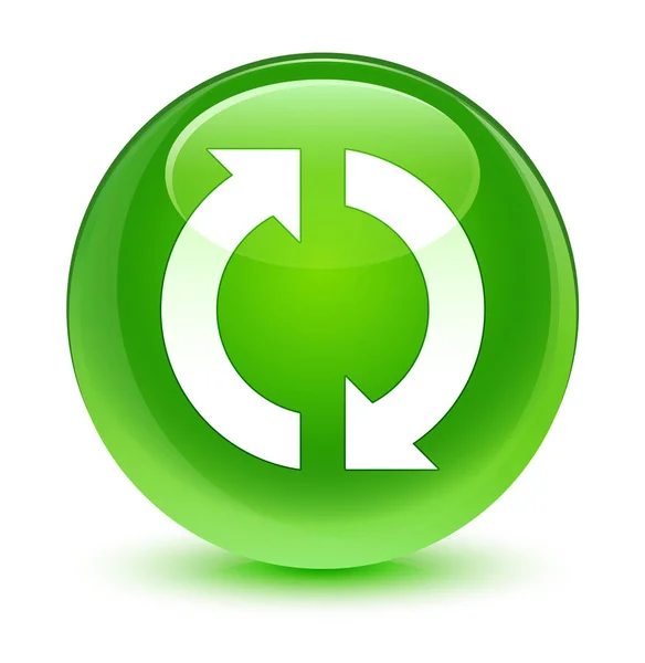 Güncelleştirme simgesini camsı yeşil yuvarlak düğmesi — Stok fotoğraf