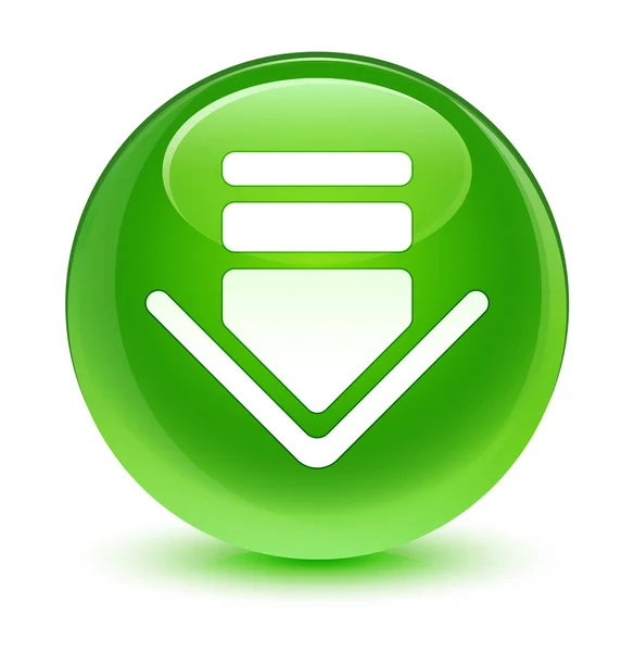 Mengunduh tombol bundar hijau glassy ikon — Stok Foto