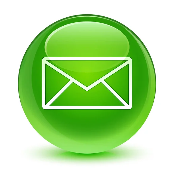 Email icona verde vetro rotondo pulsante — Foto Stock