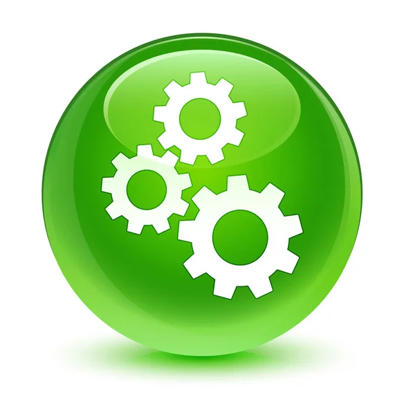 Versnellingen glazig groene ronde knoop van het pictogram — Stockfoto