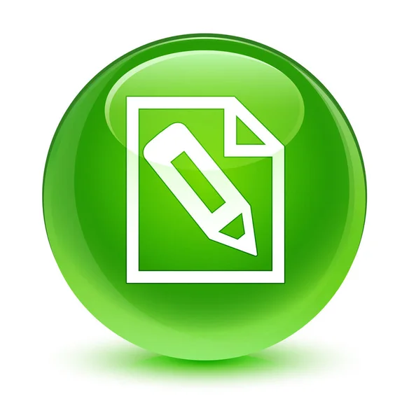 Tužka v stránky ikonu sklovité zelené kulaté tlačítko — Stock fotografie