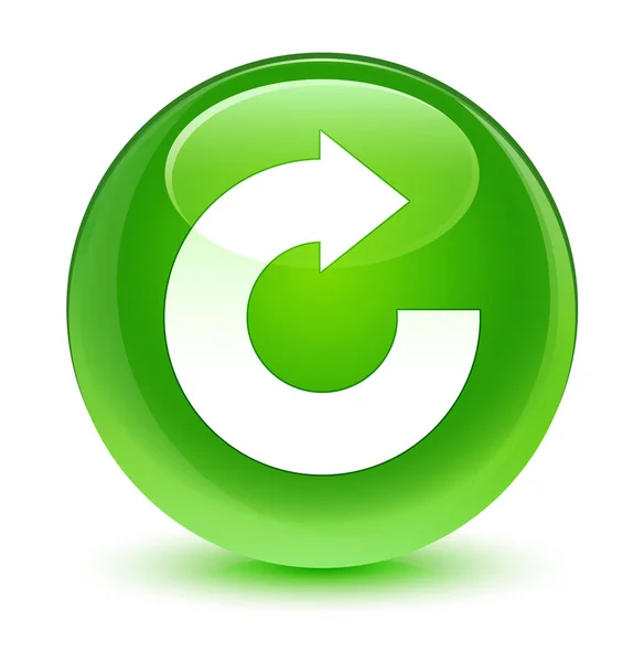 Reply arrow icon glassy green round button — Stock Photo, Image