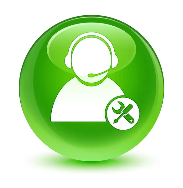 Tech support icon glassy green round button — Stock Photo, Image