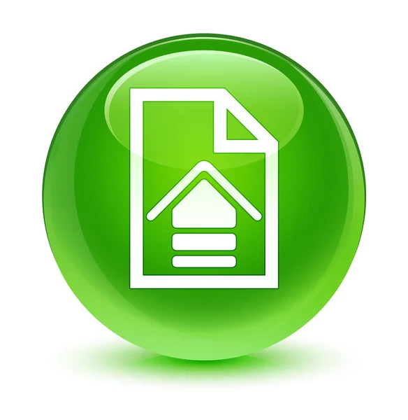 Subir documento icono cristal verde botón redondo — Foto de Stock