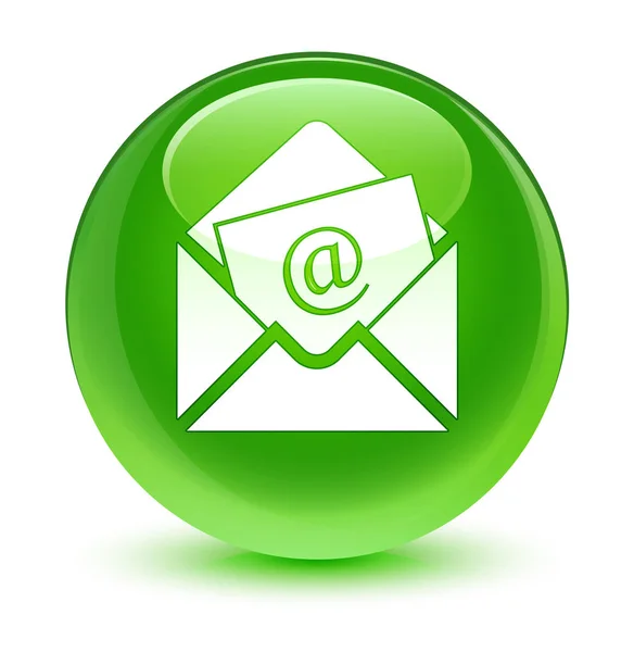 Bülten e-posta kutsal kişilerin resmi camsı yeşil yuvarlak düğme — Stok fotoğraf