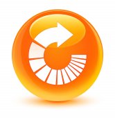 Otočit šipku ikony sklovité oranžové kulaté tlačítko