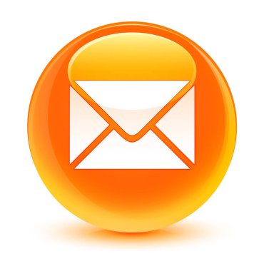 E-posta kutsal kişilerin resmi camsı turuncu yuvarlak düğme