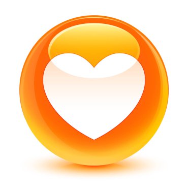 Kalp simgesi camsı turuncu yuvarlak düğmesine