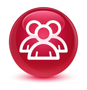 Grup simgesi camsı pembe yuvarlak düğmesi