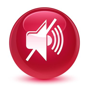 Sessiz ses simgesi camsı pembe yuvarlak düğmesi