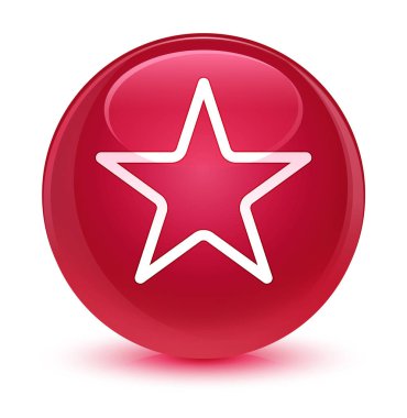 Yıldız simgesi camsı pembe yuvarlak düğmesi