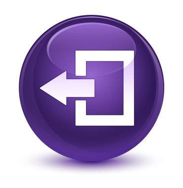 Oturum kapatma simgesi camsı mor yuvarlak düğmesi