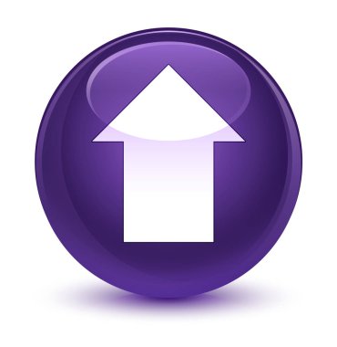 Ok simgesi camsı mor yuvarlak düğmesini upload