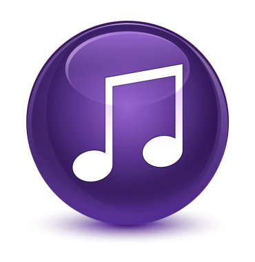 Müzik simgesini camsı mor yuvarlak düğmesi