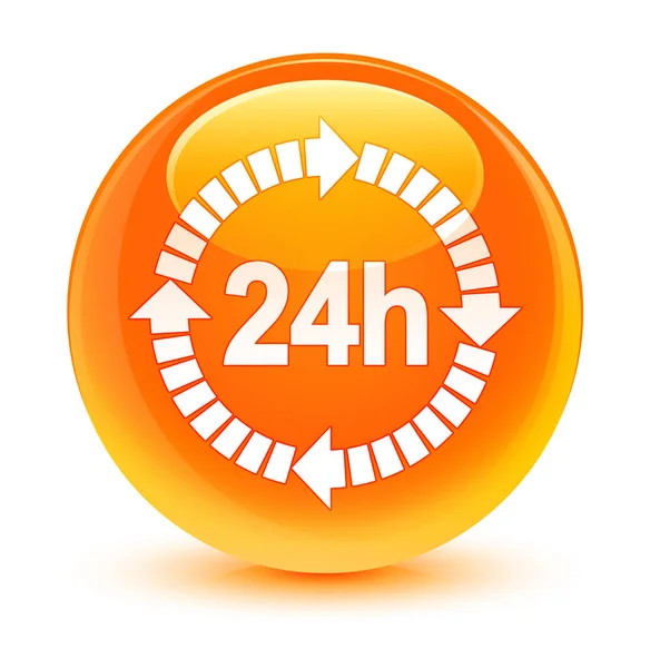 24 hours delivery icon glassy orange round button — Stock Photo, Image