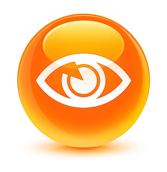 Augensymbol glasig orange runder Knopf — Stockfoto